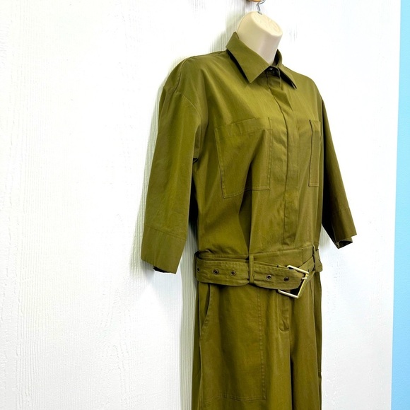 Michael Kors - Utility Army Green Stretch Organic Cotton Jumpsuit Size Small - Picture 7 of 13